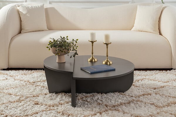 HABITAT ET JARDIN - Table basse en bois "Orion" 90 x 60 x 30 cm - Anthracite - large
