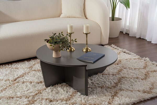 HABITAT ET JARDIN - Table basse en bois "Orion" 90 x 60 x 30 cm - Anthracite - large