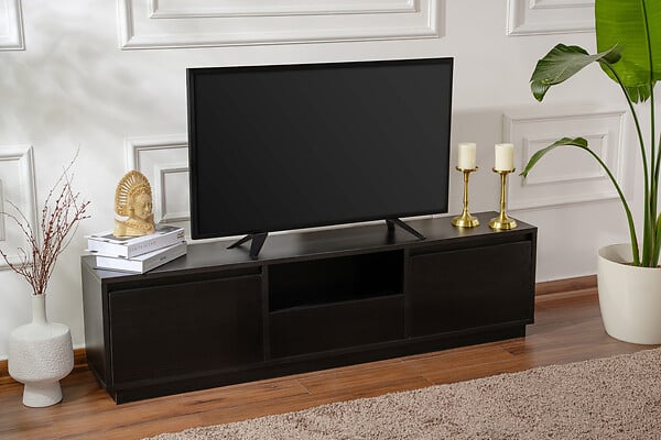 HABITAT ET JARDIN - Meuble TV en bois "Vanguard" 160 x 30 x 42 cm - Bois Noir - large