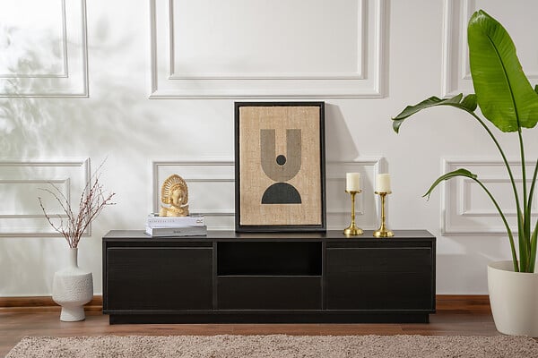 HABITAT ET JARDIN - Meuble TV en bois "Vanguard" 160 x 30 x 42 cm - Bois Noir - large