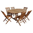 HAPPY GARDEN - Salon de jardin en teck massif LOMBOK - table ronde extensible - 6 places - vignette