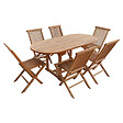 HAPPY GARDEN - Salon de jardin en teck LOMBOK - table ovale extensible - 6 places - vignette