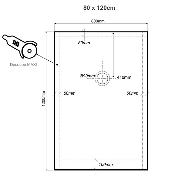 PLANETE BAIN - Receveur de douche extra plat à poser 80x120 Design reflet ardoisé Blanc - large