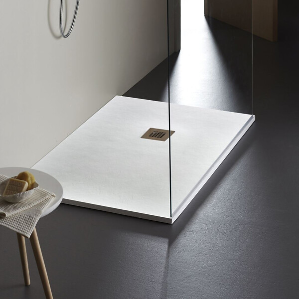 PLANETE BAIN - Receveur de douche extra plat à poser 80x120 Design reflet ardoisé Blanc - large
