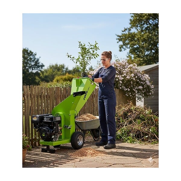 VITO - Broyeur de végétaux Thermique 7CV - 2 Lames de coupe - Branches Ø 70mm -Moteur 208Cm3 Poignées VITO - large