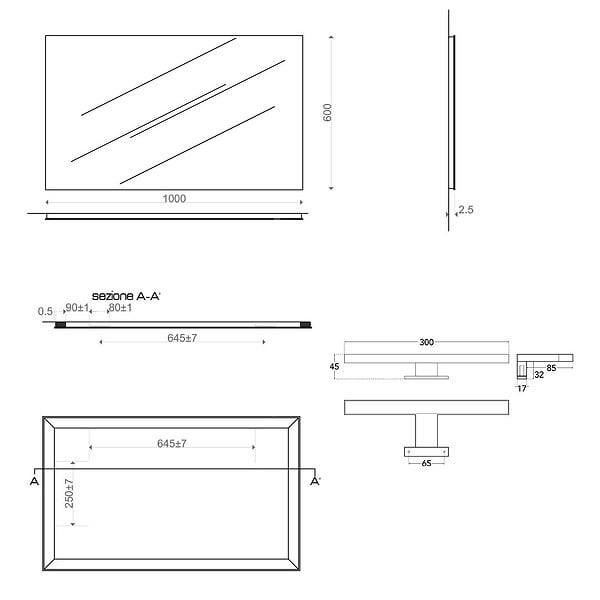 KIAMAMI VALENTINA - Miroir De Salle De Bain 60X100 Avec Lumière Led, Bord Poli - large