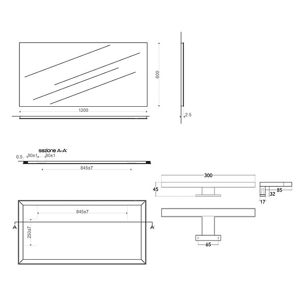 KIAMAMI VALENTINA - Miroir De Salle De Bain 120X60 Avec Lampe À Led Chromée 30Cm - large