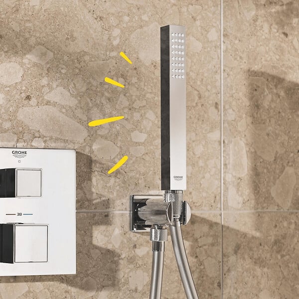 GROHE - Douchette 1 jet Vitalio Joy Cube Stick chromé avec flexible 150 et support carré - large