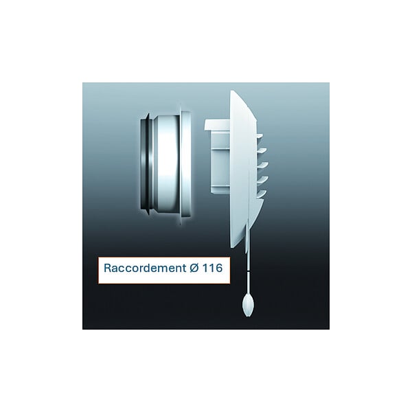 UNELVENT - Bouche autoréglable BARJ Renov S&P - Cuisine - Ø116mm - 45 à 105 m3/h - Avec manchette à joint - large