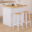 ID MARKET - Ilot central IVO 100 cm blanc avec plan de travail façon hêtre - vignette