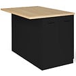 ID MARKET - Ilot central IVO 120 cm bois noir avec plan de travail façon hêtre - vignette