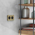 SCHNEIDER - Plaque métal 2 postes effet Laiton support noir, Odace - vignette