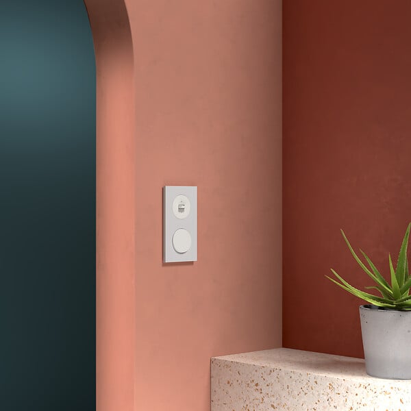 SCHNEIDER - Plaque métal 2 poste effet Céramique Blanc support blanc, Odace - large