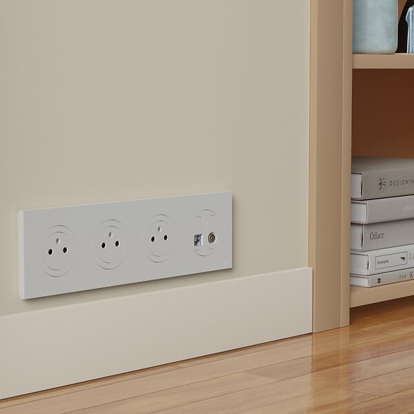 SCHNEIDER - Plaque 4 postes, Blanc craie  , Odace - large