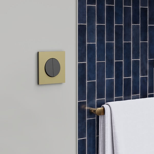 SCHNEIDER - Plaque métal 1 poste effet Laiton support noir, Odace - large