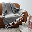 C MA DECO - Plaid jacquard avec franges - 130x150cm - vignette