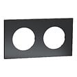 SCHNEIDER - Plaque métal 2 postes effet Perle Noire support noir, Odace - vignette