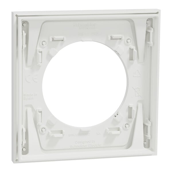 SCHNEIDER - Plaque métal 1 poste effet Céramique Blanc support blanc, Odace - large