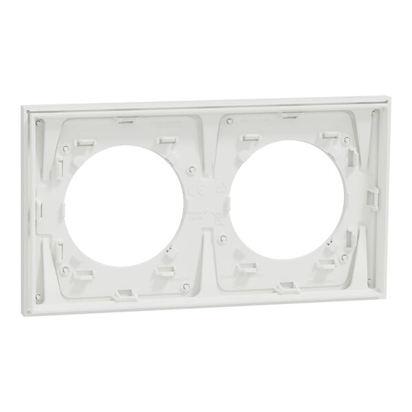 SCHNEIDER - Plaque métal 2 poste effet Céramique Blanc support blanc, Odace - large