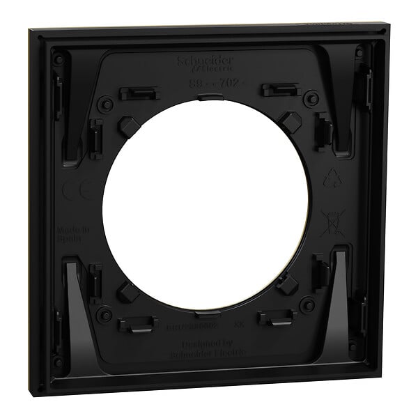 SCHNEIDER - Plaque métal 1 poste effet Laiton support noir, Odace - large