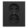 SCHNEIDER - Prise 2P+T double fixable sur boîte encastrement simple, griffes, noir, Odace - vignette