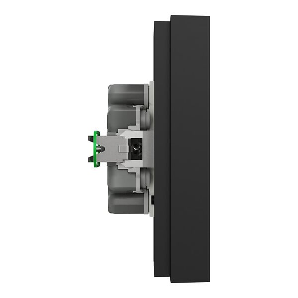 SCHNEIDER - Prise 2P+T double fixable sur boîte encastrement simple, griffes, noir, Odace - large