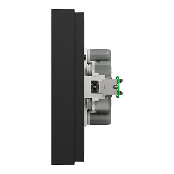 SCHNEIDER - Prise 2P+T double fixable sur boîte encastrement simple, griffes, noir, Odace - large