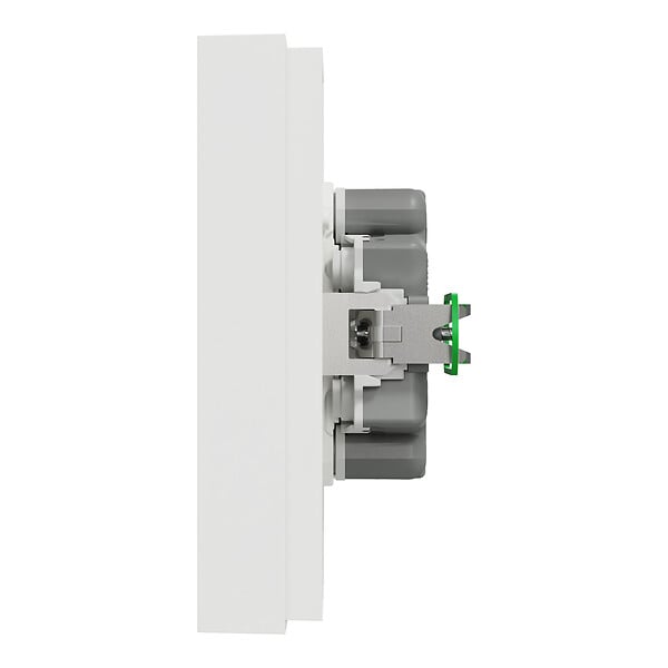 SCHNEIDER - Prise 2P+T double fixable sur boîte encastrement simple, griffes, blanc , Odace - large