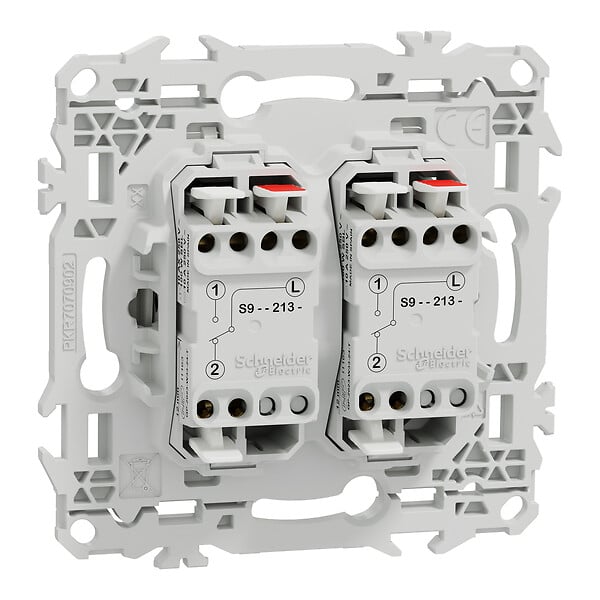 SCHNEIDER - Double va-et-vient ou double poussoir, à levier, 10AX, blanc  , Odace - large