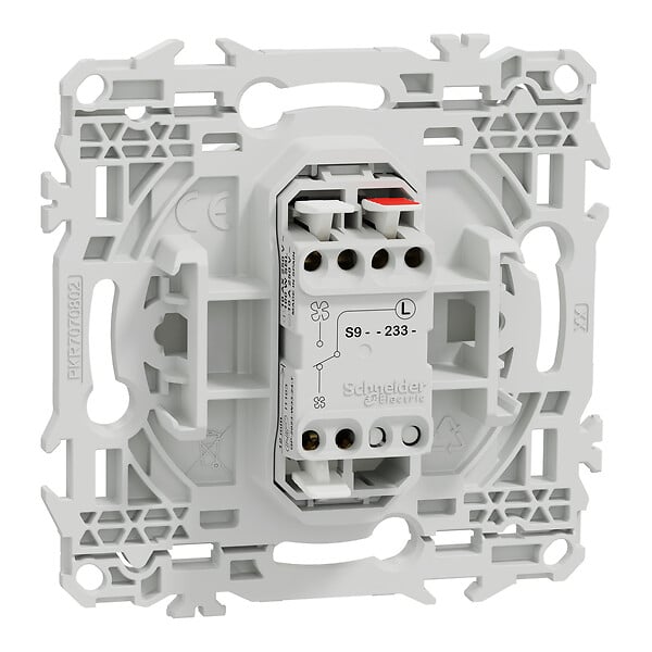 SCHNEIDER - Interrupteur VMC ou poussoir, vitesse lente / rapide, 10AX, blanc, Odace - large