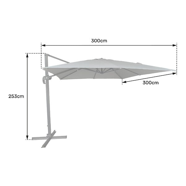 HAPPY GARDEN - Parasol déporté MOLOKAI carré 3x3m noir + housse - large