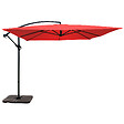 OVIALA - Parasol déporté 3x3m et 4 dalles à remplir acier rouge - Genova - vignette