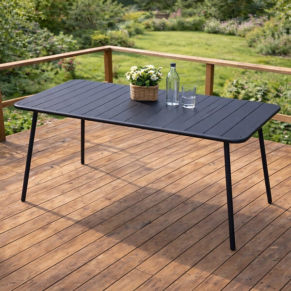 CONCEPT USINE - Table de jardin 4 à 6 places 120cm gris foncé BERGAME - large