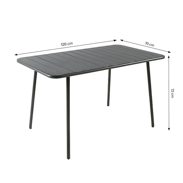 CONCEPT USINE - Table de jardin 4 à 6 places 120cm gris foncé BERGAME - large