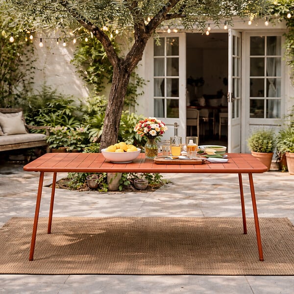 CONCEPT USINE - Table de jardin 6 places 160cm terracotta BERGAME - large