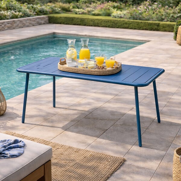 CONCEPT USINE - Table de jardin 4 à 6 places 120cm bleu BERGAME - large
