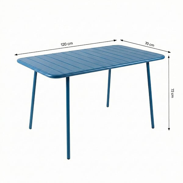 CONCEPT USINE - Table de jardin 4 à 6 places 120cm bleu BERGAME - large
