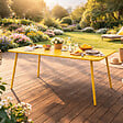 CONCEPT USINE - Table de jardin 4 à 6 places 120cm jaune BERGAME - vignette