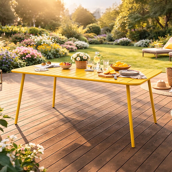 CONCEPT USINE - Table de jardin 4 à 6 places 120cm jaune BERGAME - large