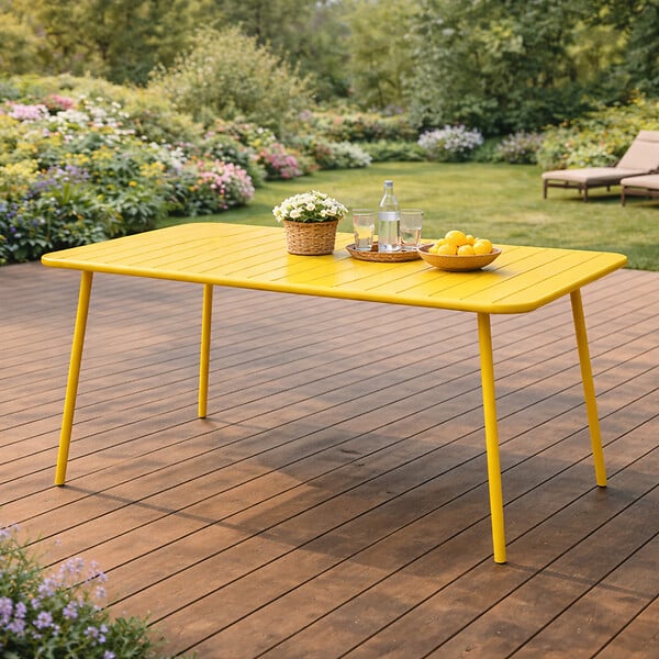 CONCEPT USINE - Table de jardin 4 à 6 places 120cm jaune BERGAME - large