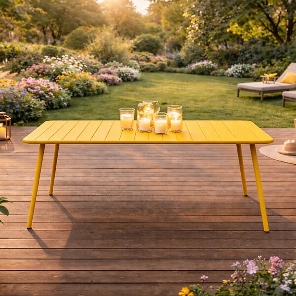 CONCEPT USINE - Table de jardin 4 à 6 places 120cm jaune BERGAME - large