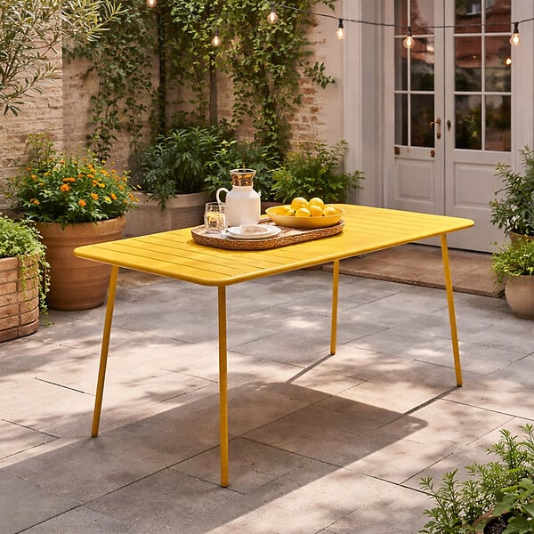 CONCEPT USINE - Table de jardin 6 places 160cm jaune BERGAME - large