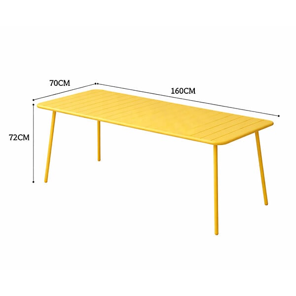 CONCEPT USINE - Table de jardin 6 places 160cm jaune BERGAME - large