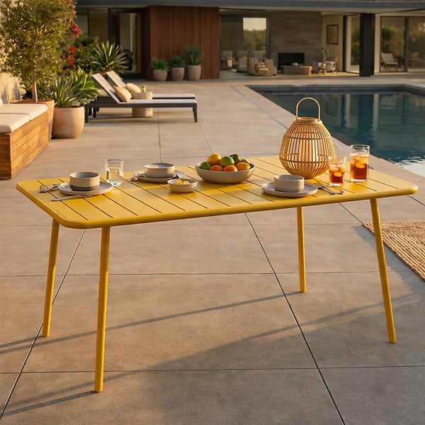 CONCEPT USINE - Table de jardin 6 places 160cm jaune BERGAME - large