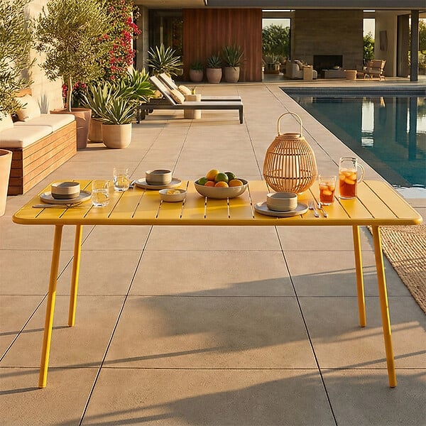CONCEPT USINE - Table de jardin 6 places 160cm jaune BERGAME - large