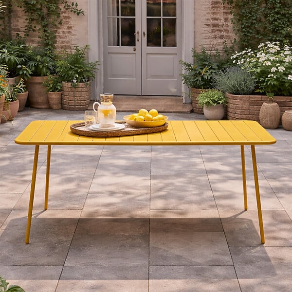 CONCEPT USINE - Table de jardin 6 places 160cm jaune BERGAME - large