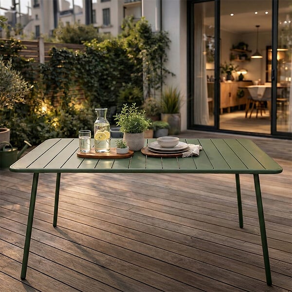 CONCEPT USINE - Table de jardin 4 à 6 places 120cm vert BERGAME - large
