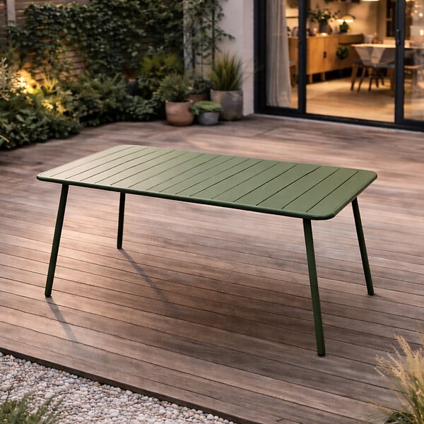 CONCEPT USINE - Table de jardin 4 à 6 places 120cm vert BERGAME - large