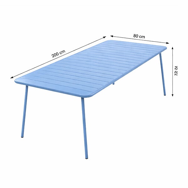CONCEPT USINE - Table de jardin 8-10 places 200cm bleu BERGAME - large