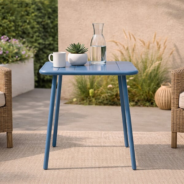 CONCEPT USINE - Table carrée 2 places 50x50cm bleu BERGAME - large
